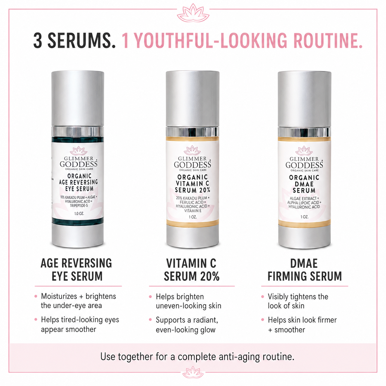 Organic Anti-Aging Trio – Vitamin C & Firming Serums