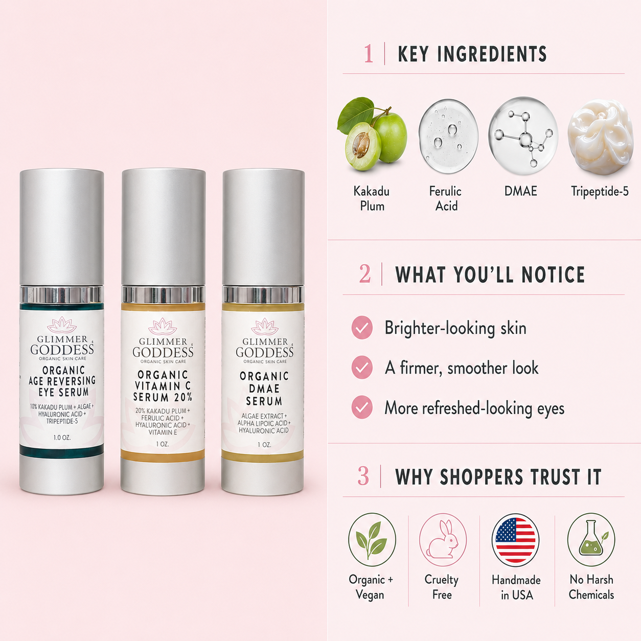 Organic Anti-Aging Trio – Vitamin C & Firming Serums
