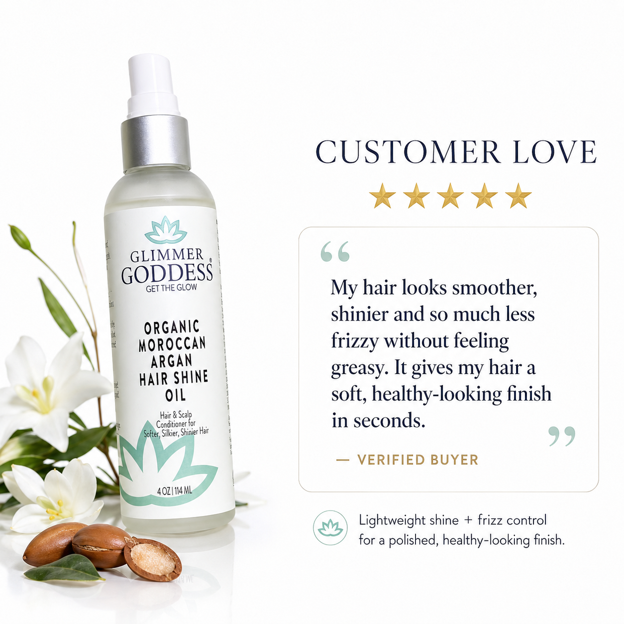Organic Hair Shine Spray – Frizz Control & Hydrating